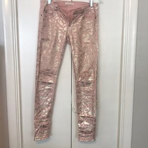 7 for all Mankind metallic skinny jeans